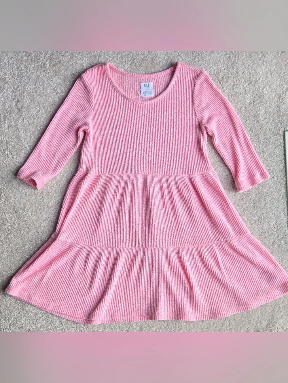 GAP Girls' Pink Rib Knit Tiered Dress